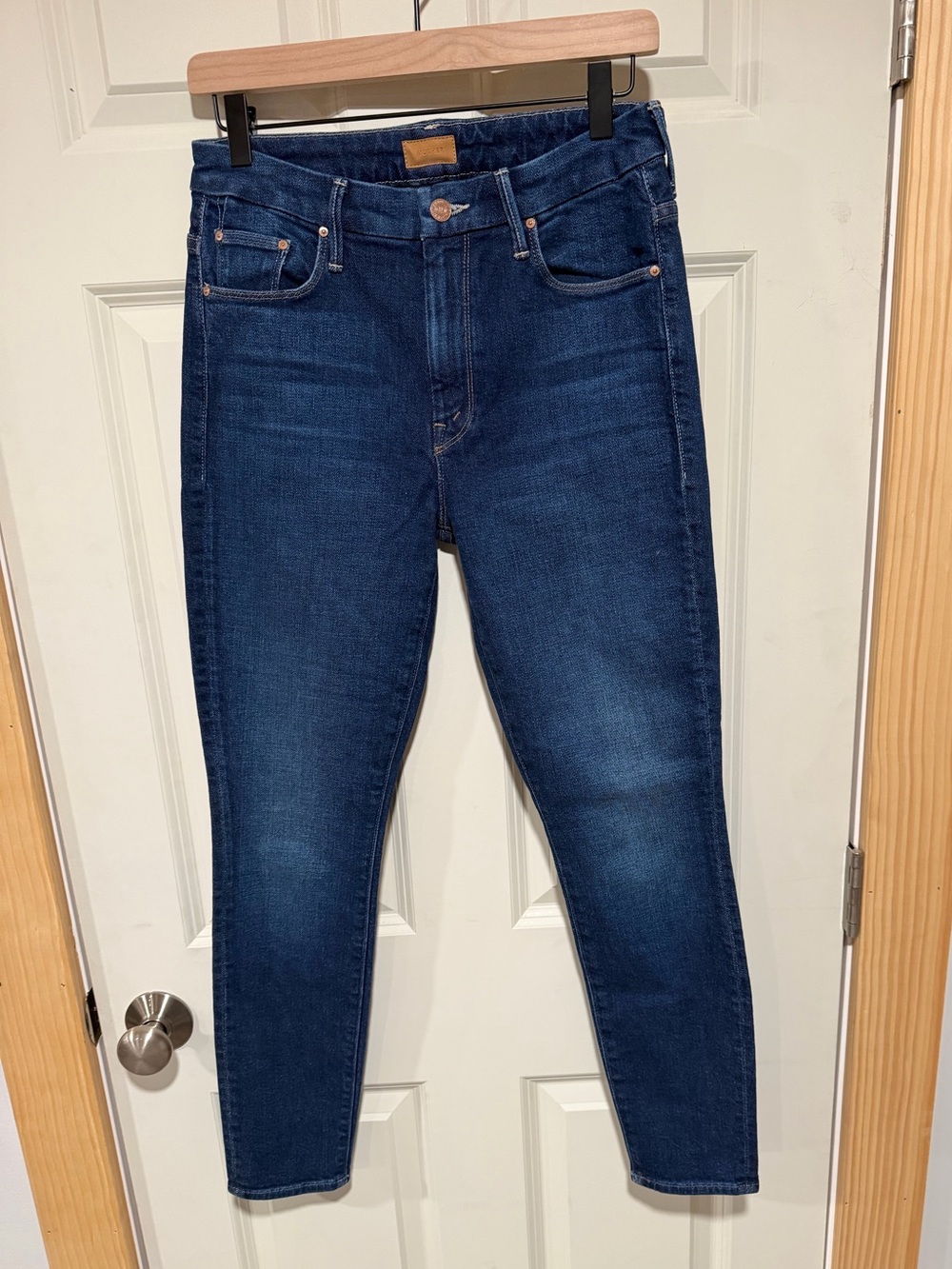 MOTHER High Waisted Looker Ankle Skinny Jeans Dark Wash Size 28